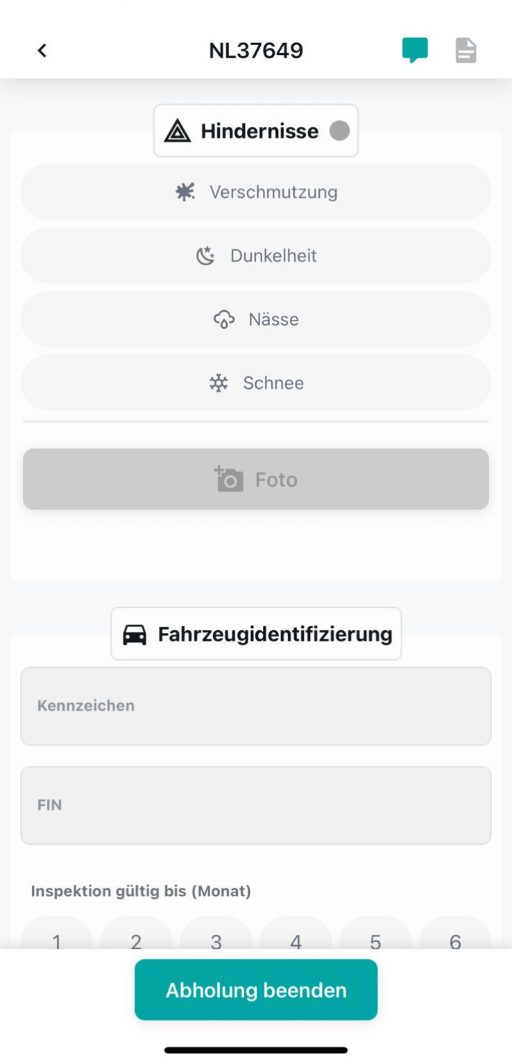 Pflichtfelder im Übergabeprotokoll