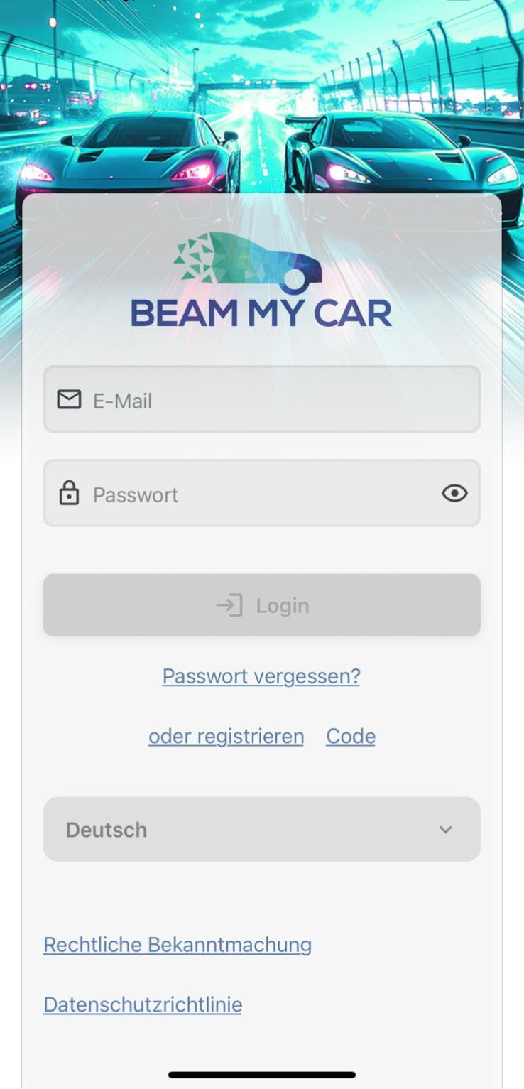 Anmeldebildschirm der App
