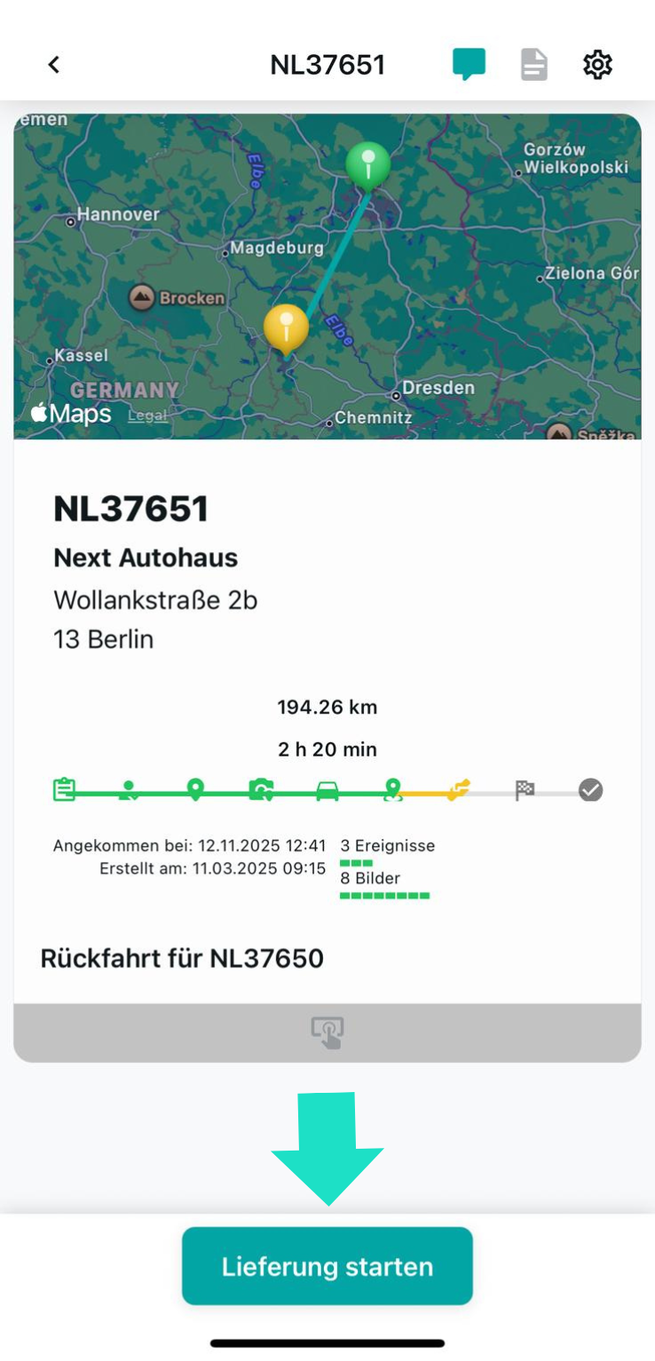 Lieferung schließen