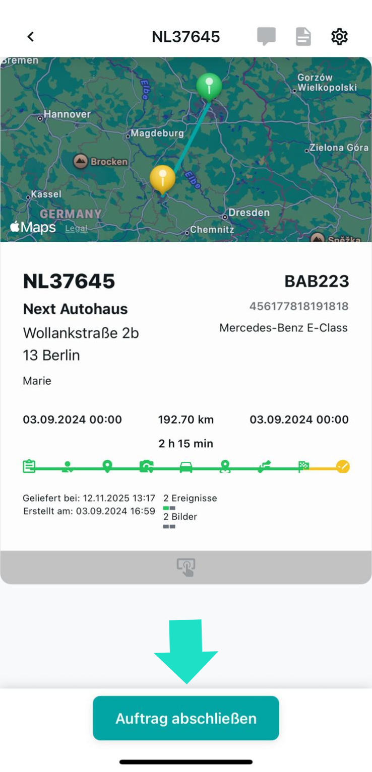 Auftrag abschließen